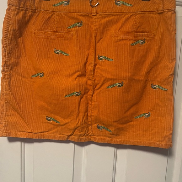 J Crew Orange Corduroy Miniskirt with Peacocks 2000s - Picture 4 of 11